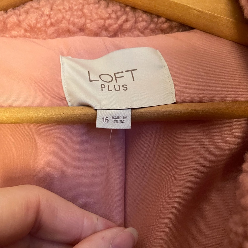 Loft Plus Size 16 Mauve Sherpa Coat - image 6